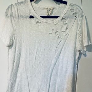 Distressed White Tee